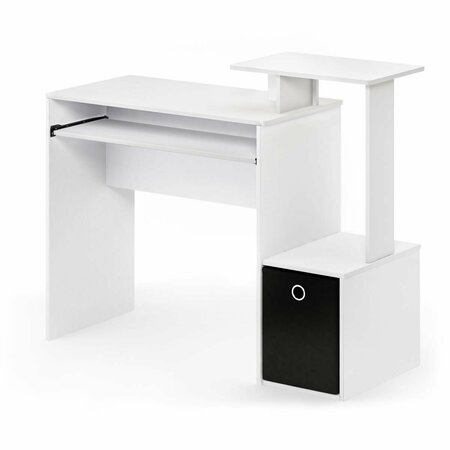 FURINNO 12095WH-BK Econ Multipurpose Home Office Computer Writing Desk with Bin - White 12095WH/BK